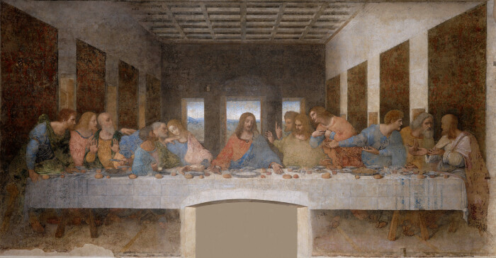 Shows painting of the last supper as painted by Leonardo Da Vinci image